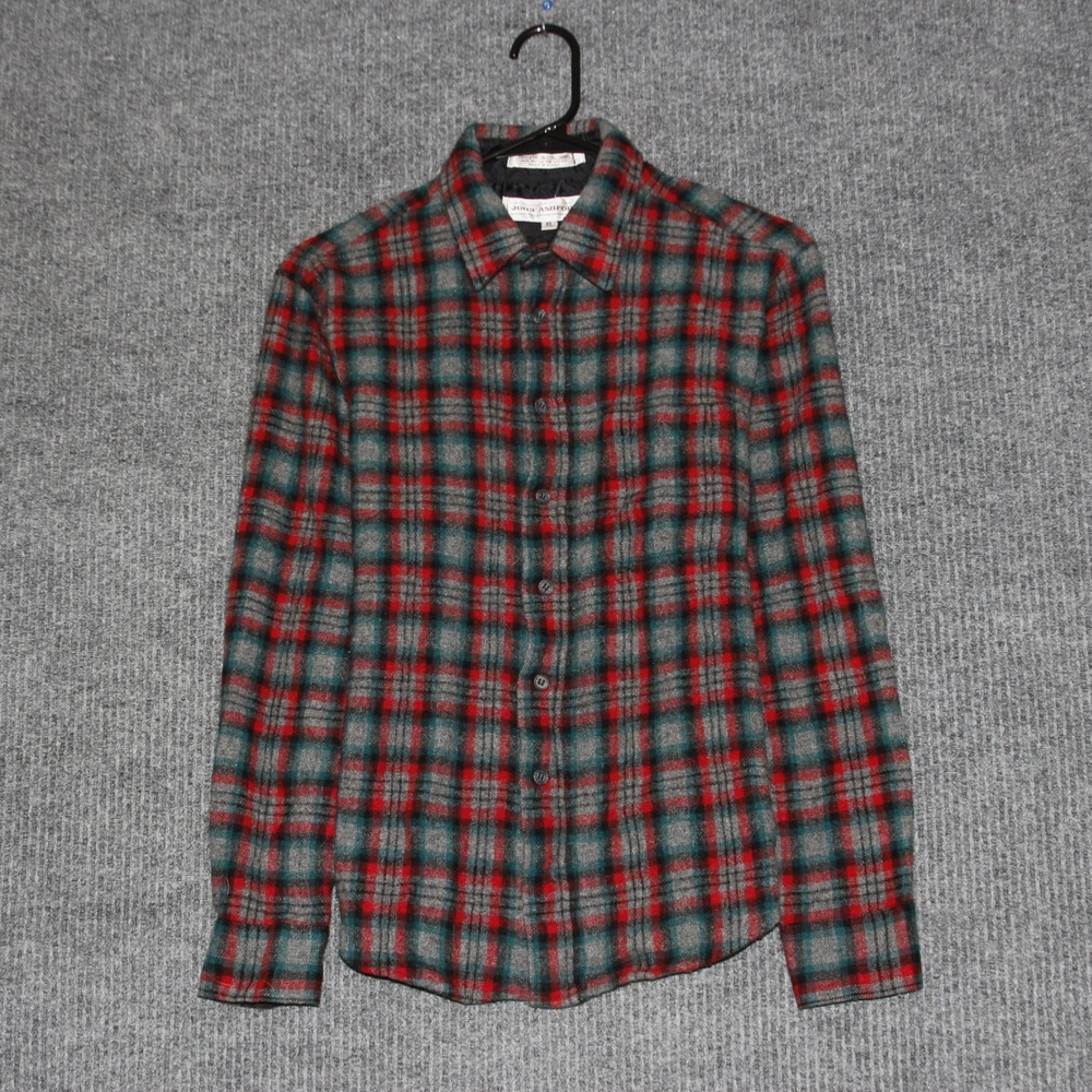 John Ashford Kids Plaid Flannel Shirt XL Red Green Wool Blend Winter Warm
